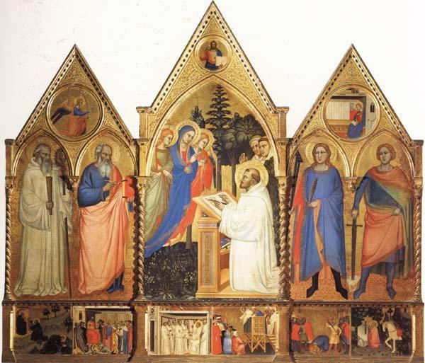 Matteo Di Pacino St.Bernard's Vistonof the Virgin with SS.Benedict,john the Evange-list.Quintinus,and Galgno,The Blessed Redeemer and the Annunciation Stories of the S oil painting picture